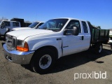 2000 Ford F250XL Ext Cab Flatbed Truck,