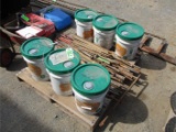 Pallet of Steel Grate Pins, (6) Buckets of Met Rol