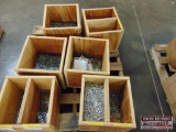 Six Wooden Containers of Bolts, Washers, and Nuts.