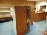 (2) Receptionist Wrap Around Desk Cubicle and Attached Cubicle. 2 Work Desks, Includes 1 chair.