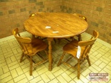 Wooden Breakroom Table and 4 Chairs