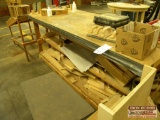 Wooden Work Table with Chute Table with Jigs and Misc. Wood and Sanding Block