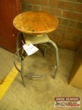 Metal Stool with Wood Seat