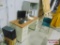 Desk, Think center computer, dell monitor