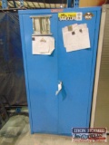 metal cabinet with contents, blue
