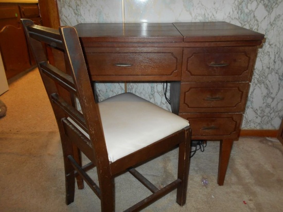 Sewing Machine & Cabinet