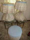 Two Lamps & Footstool