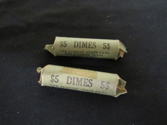 2 rolls assorted Mercury Dimes