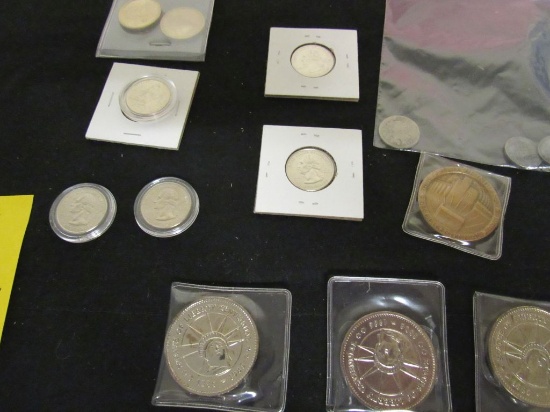 assorted coins and tokens