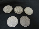 5 Morgan Silver Dollars