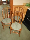 3 Bent back Plank Bottom Chairs