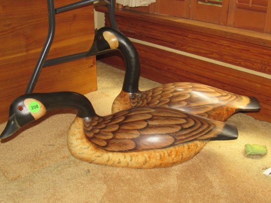 2 large wooden geese