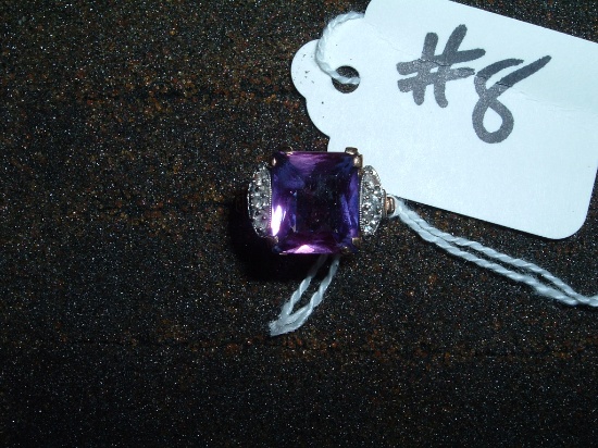 Ladies Amethyst & White Spinel Ring