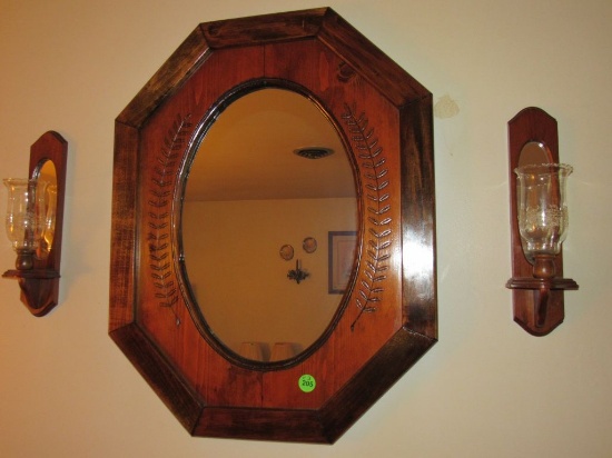 Wall mirror and sconces