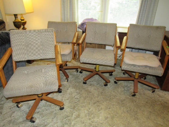 4 Oak Swivel Chairs