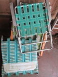 Several folding chairs