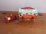 Walt Disney Lunchbox &  Rubber Toy Firetruck