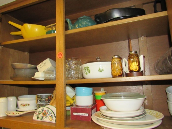 Contents of shelves in kitchen