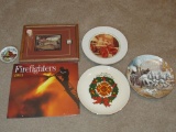 Commemorative plates, pictures, and calendar