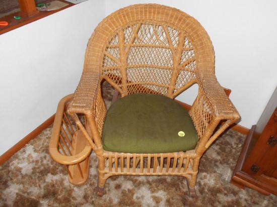 Wicker chair and magazine rack