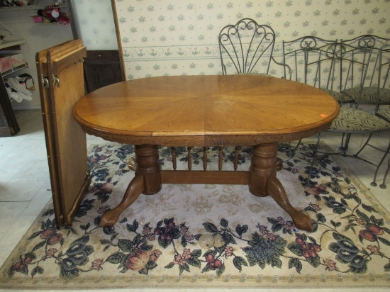 Wooden table with leaves