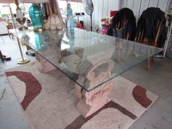 Glass top dining table