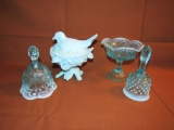 Blue glass Fenton pieces and more