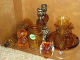 Amber colored glass items