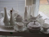 Milk glass and cart