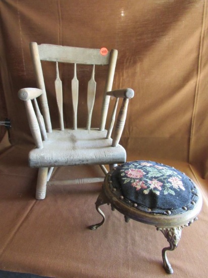 Rustic chair and stool