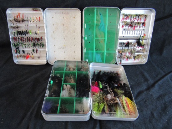 3 containers of handmade flies