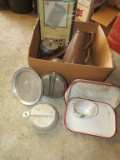 Assorted camping dishware and more