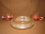 Carnival glass pieces