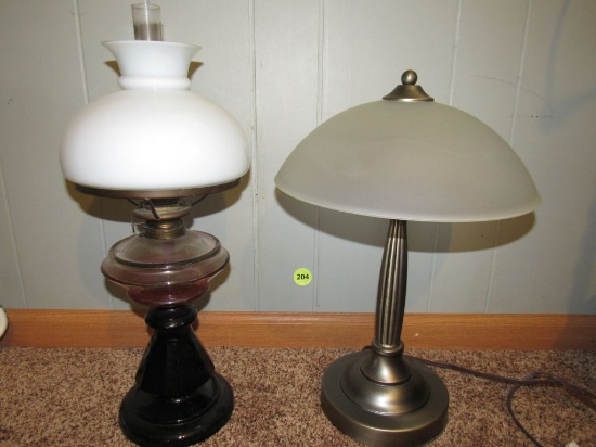 Large oil lamp and small end table lamp