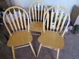 3 wooden chairs