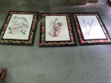 Set of 3 matted pictures that have musical instruments