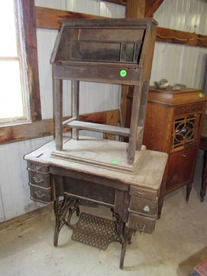 Sewing table with machine and more