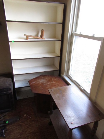 Shelving, rolling cart, and table