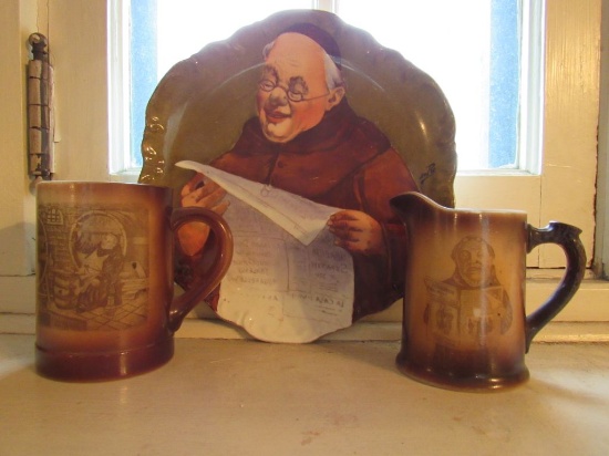 Monk ware Pitcher, cup, and plate
