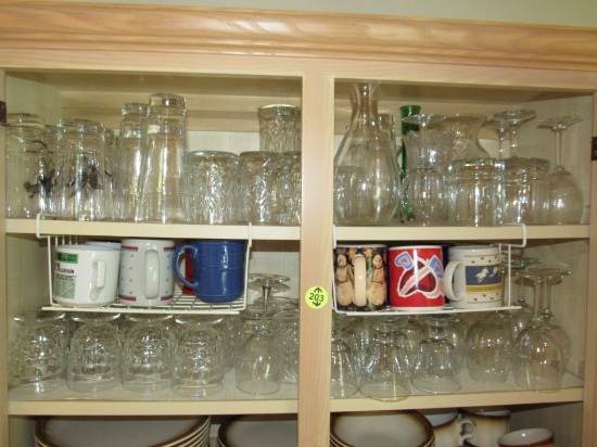 Coffee mugs, drinking glass, and stemware