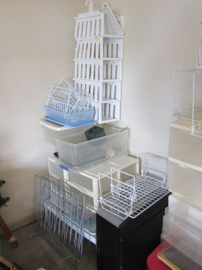 Totes, storage containers, and rack