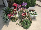Large collection of artificial flowers and plants