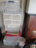 Totes, storage containers, and rack