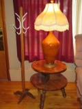 End table, lamp and hall tree