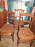 3 cane bottom chairs