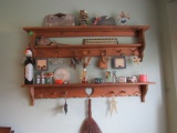 2 Wooden shelves and contents