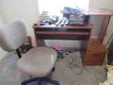 Computer desk chair and contents