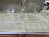 Water pitcher, decanter, and other glass pieces