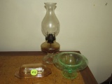 Depression glass/ oil lamp