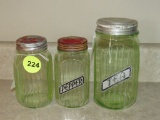 Green glass canisters
